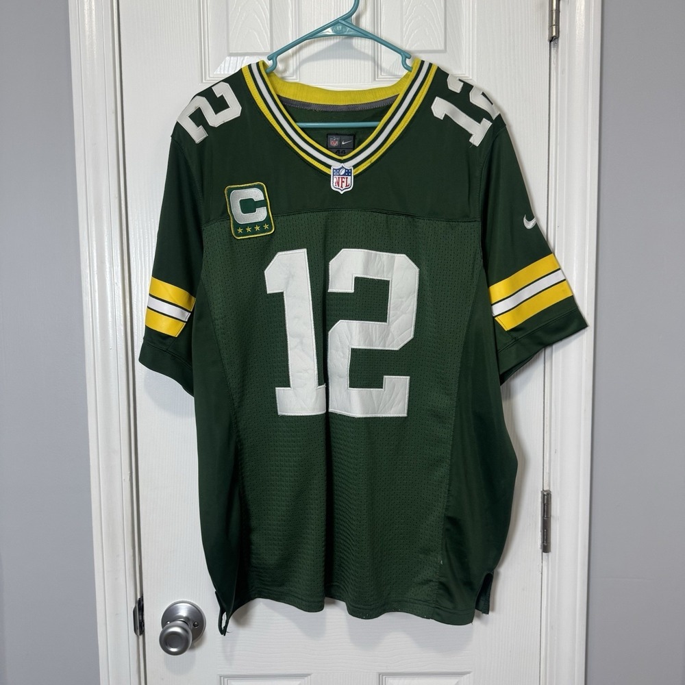 Nike Green Bay Packers Aaron Rodgers 12 On Field Captain Jersey Mens 44